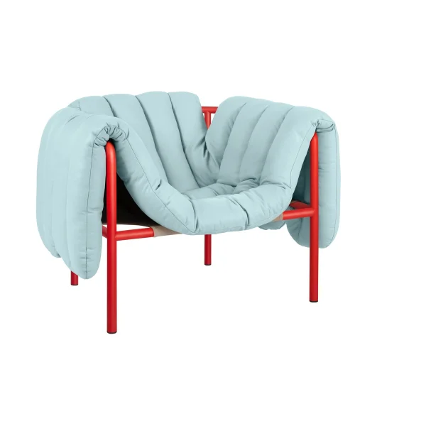 Hem Puffy loungefauteuil Light blue leather-traffic red