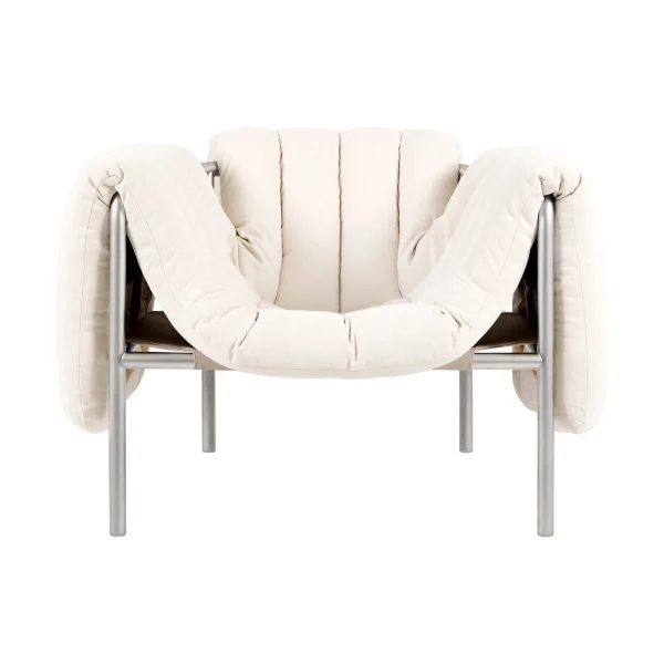 Hem Puffy loungefauteuil Natural-roestvrij staal