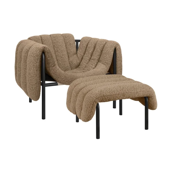 Hem Puffy loungefauteuil + ottoman Sawdust-black grey