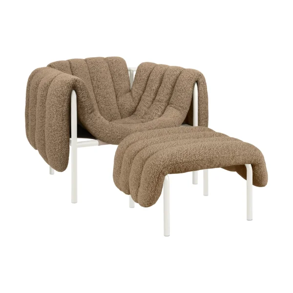 Hem Puffy loungefauteuil + ottoman Sawdust-cream