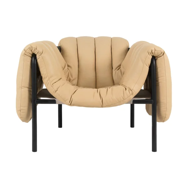Hem Puffy loungefauteuil Sand leather-black grey