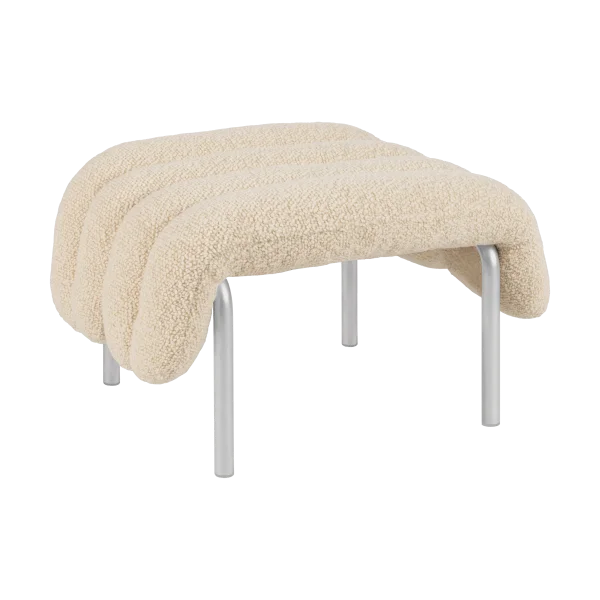 Hem Puffy ottoman 58x67 cm Eggshell-roestvrij staal