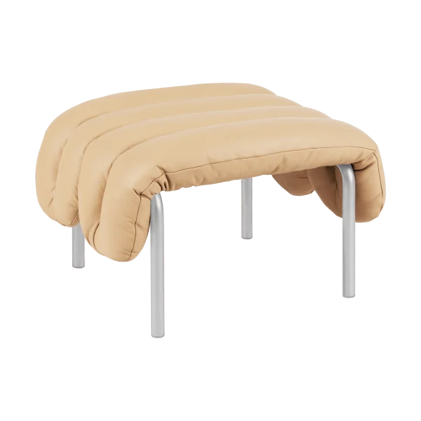 Hem Puffy ottoman 58x67 cm Sand leather-roestvrij staal