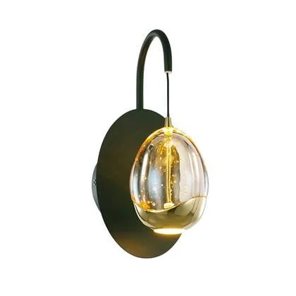 Highlight Wandlamp Golden Egg 1 Lichts Led Amber - Zwart
