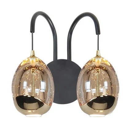 Highlight Wandlamp Golden Egg 2 Lichts Led Amber - Zwart