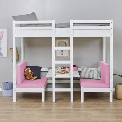 Hioshop BasicJumbo hoogslaper met roze bank, bureau en incl.