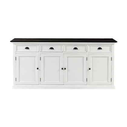 Hioshop HalifaxContrast dressoir 4 deuren, 4 laden wit, zwart.