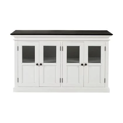 Hioshop HalifaxContrast dressoir 4 deuren wit, zwart.