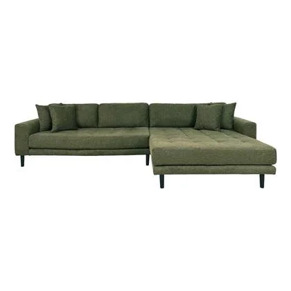 Hioshop Lido bank bank met chaise longue rechts gericht 4 kussens