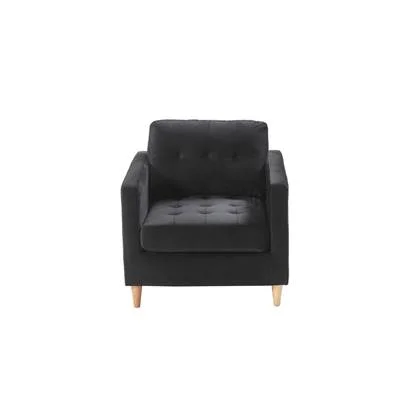 Hioshop Marino fauteuil velours zwart.