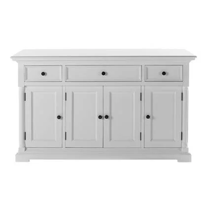 Hioshop Provence dressoir 4 deuren, 1 grote 2 kleine laden wit.