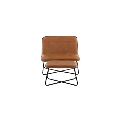 Hioshop X fauteuil met hocker PU kunstleer bruin.