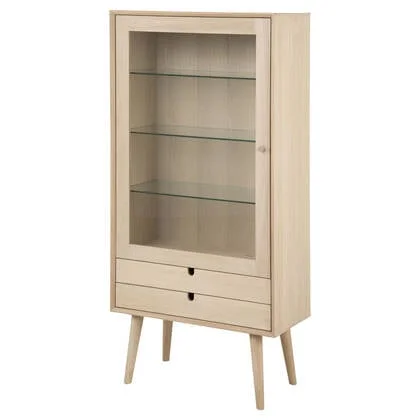 Hjem Interiors Tilda Blank Eiken Vitrinekast met 1-Deur en 2-Lades