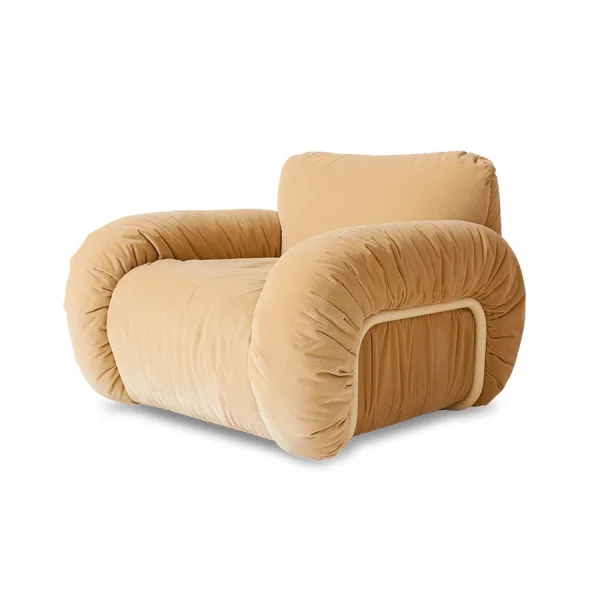 HKLIVING-collectie Arc lounge fauteuil frame sand royal velvet cream