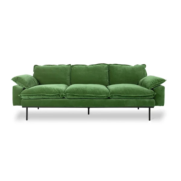 HKLIVING-collectie Retrosofa 3-zits royal velvet groen