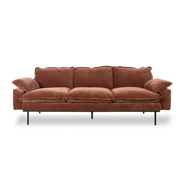 HKLIVING-collectie Retrosofa 3-zits royal velvet magnolia