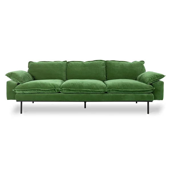 HKLIVING-collectie Retrosofa 4-zits royal velvet groen