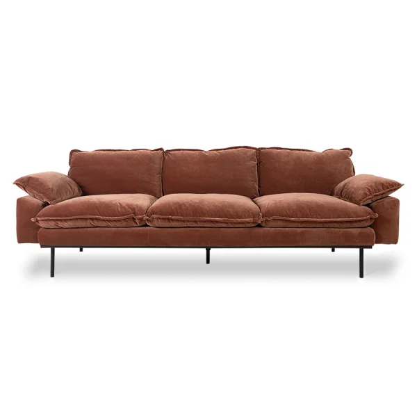 HKLIVING-collectie Retrosofa 4-zits royal velvet magnolia