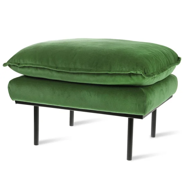 HKLIVING-collectie Retrosofa hocker royal velvet groen