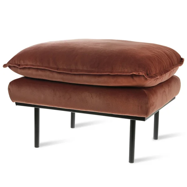 HKLIVING-collectie Retrosofa hocker royal velvet magnolia