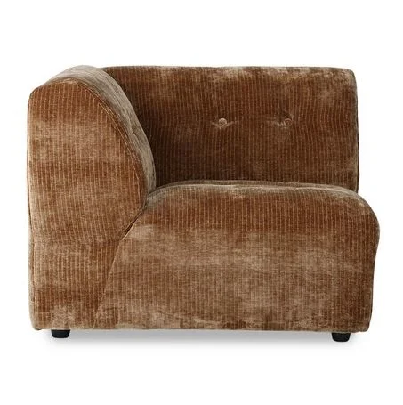 HKLIVING-collectie Vint bank element A - hoekonderdeel links - corduroy velvet aged gold