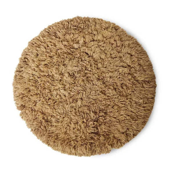 HKliving Fluffy vloerkleed rond Ø200 cm, caramel