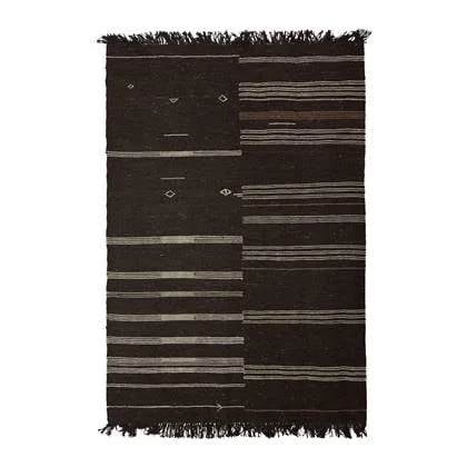 HKliving Striped Woolen Kelim Vloerkleed 150 x 240 cm - Bruin