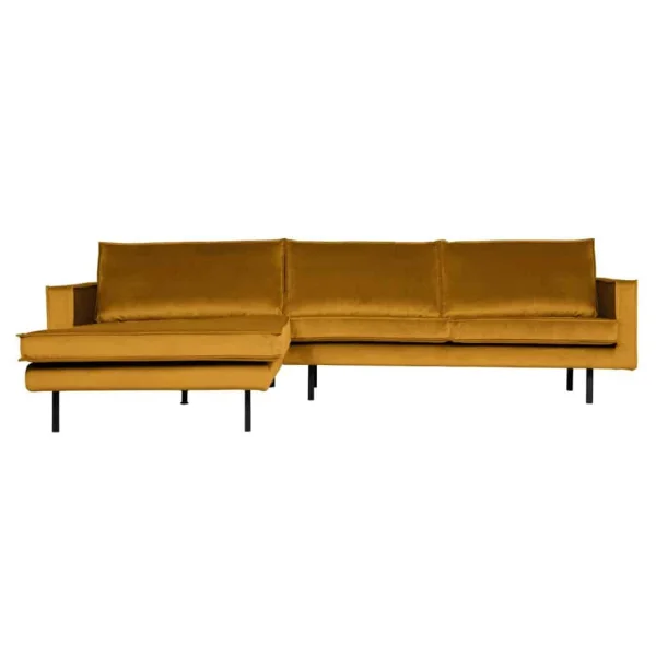 Hoekbank Rodeo chaise Velvet - Geel links