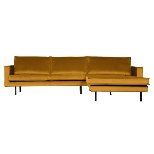 Hoekbank Rodeo chaise Velvet - Geel rechts