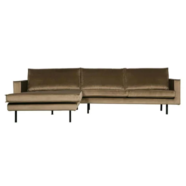 Hoekbank Rodeo chaise Velvet - Taupe links