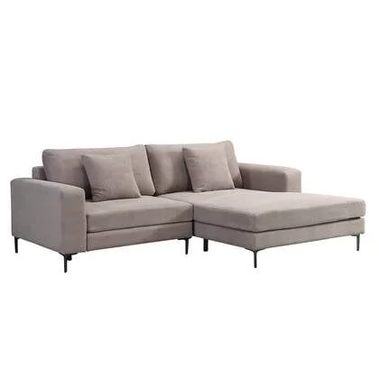 Home Deluxe 2-zitbank - Chaise Longue Rechts - Ribfluweel - Beige