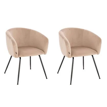 Home Deluxe Eetkamerstoel - Fluweel - Beige - Set van 2