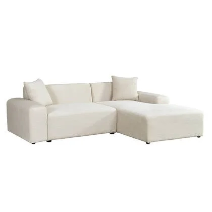 Home Deluxe Hoekbank met Chaise Longue Rechts - Ribfluweel - Beige