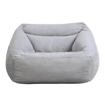 Home Deluxe Zitzak Fauteuil - Ribfluweel - Lichtgrijs