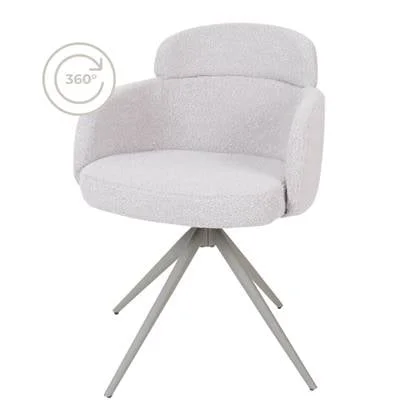 Home67 - Eetkamerstoel Chase - Bouclé - Naturel