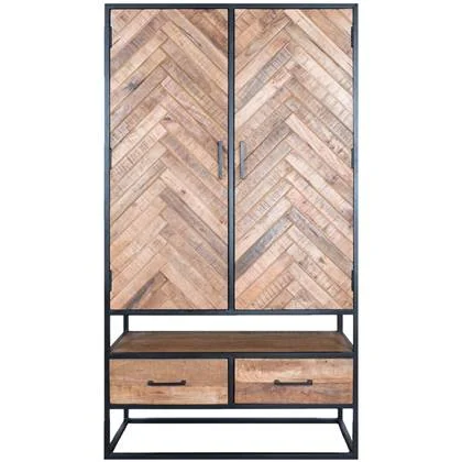 Home67 - Kast Radu Visgraat - Bruin Mangohout - 180 x 100 cm