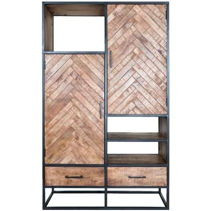 Home67 - Kast Roan Visgraat - Bruin Mangohout - 180 x 110 cm