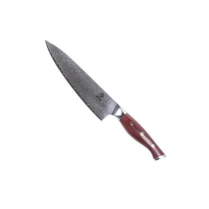 Homizu Tentōmushi koksmes - 20cm - VG-10 damascus mes|G10 - zwart-rood