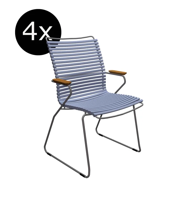 HOUE Bundel 4x CLICK Dining fauteuil met hoge rugleuning - duivenblauw