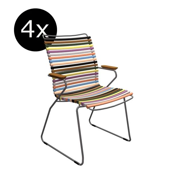 HOUE Bundel 4x CLICK Dining fauteuil met hoge rugleuning - multicolor