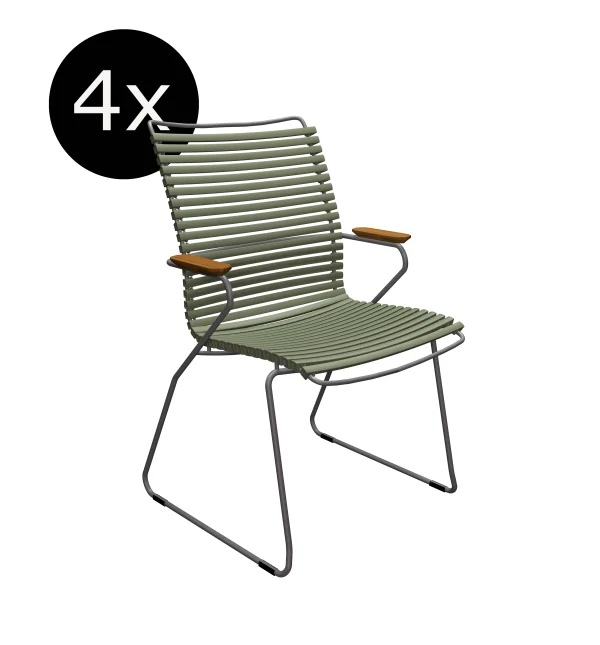 HOUE Bundel 4x CLICK Dining fauteuil met hoge rugleuning - olijfgroen