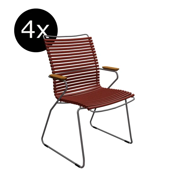 HOUE Bundel 4x CLICK Dining fauteuil met hoge rugleuning - Paprika