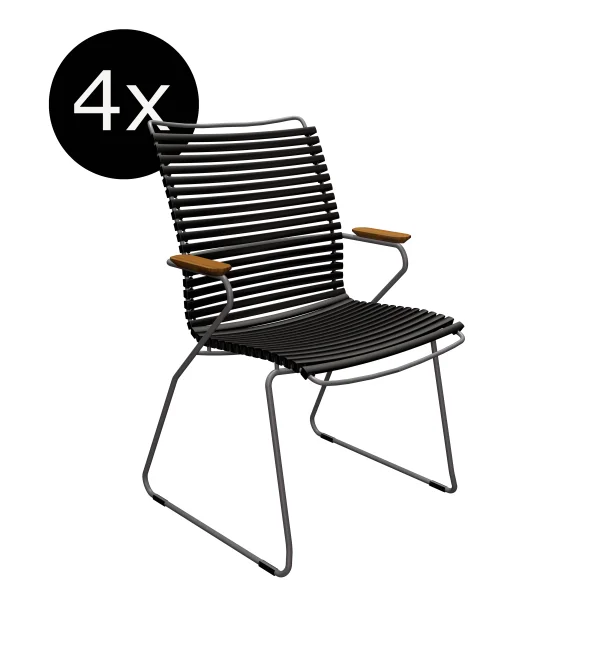 HOUE Bundel 4x CLICK Dining fauteuil met hoge rugleuning - zwart