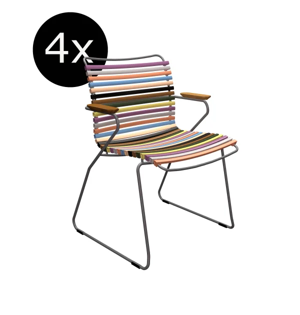 HOUE Bundel 4x CLICK Eetkamerstoel met lage rugleuning - multicolor