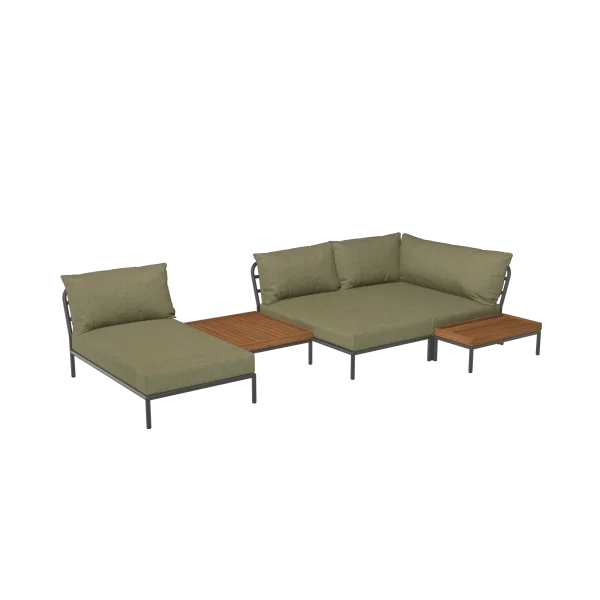 HOUE LEVEL 2 Lounge Set 5 - Sunbrella Heritage Leaf - dark grey