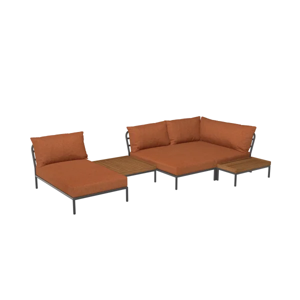 HOUE LEVEL 2 Lounge Set 5 - Sunbrella Heritage Rust - dark grey