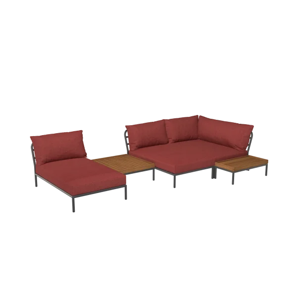 HOUE LEVEL 2 Lounge Set 5 - Sunbrella Heritage Scarlet - dark grey