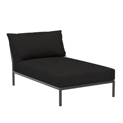 Houe Level2 Chaise Longue ligbed frame donkergrijs stof char