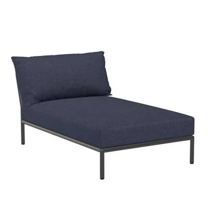 Houe Level2 Chaise Longue ligbed frame donkergrijs stof indigo