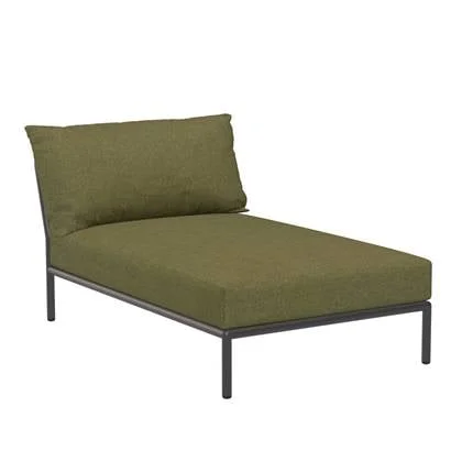 Houe Level2 Chaise Longue ligbed frame donkergrijs stof leaf